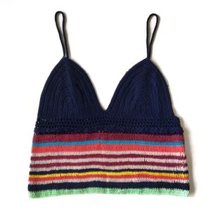 NWT Zara Knit rainbow striped crochet tank top